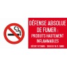 Autocollant vinyl - Défense absolue de fumer produits hautement inflammables - L.200 x H.100 mm